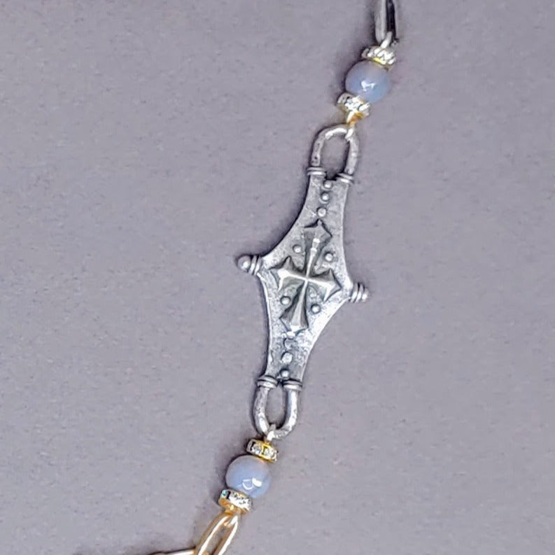 Mixed Metal Cast Cross Link Necklace, Beauty In Stone Jewelry at $149