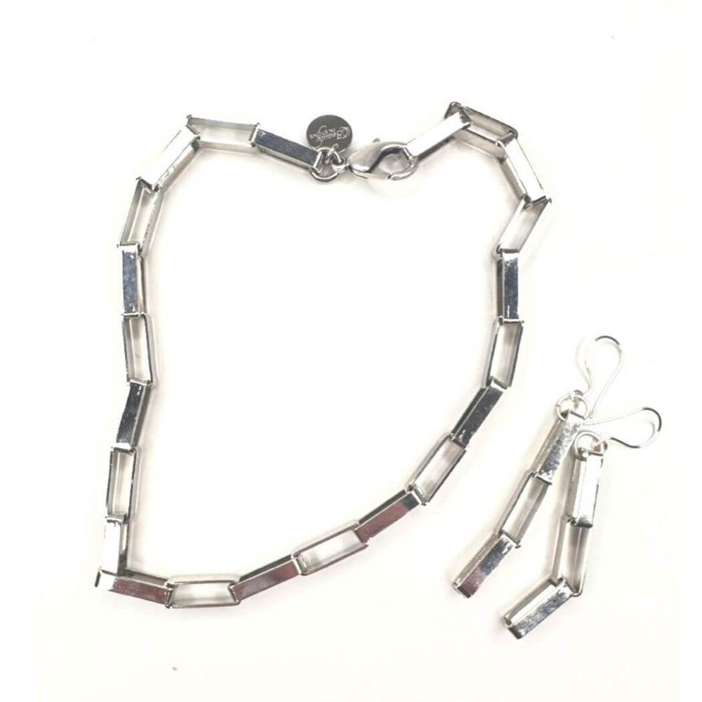 Rectangle Box Link Chain Necklace or Earring