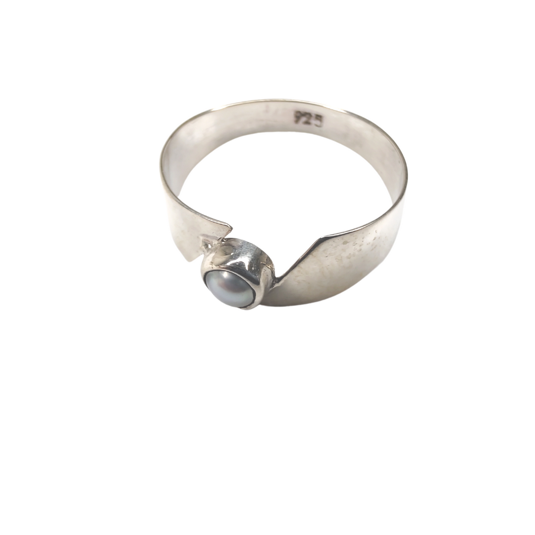 Sterling Silver Ring "Dainty Pearl", Beauty In Stone Jewelry at $39