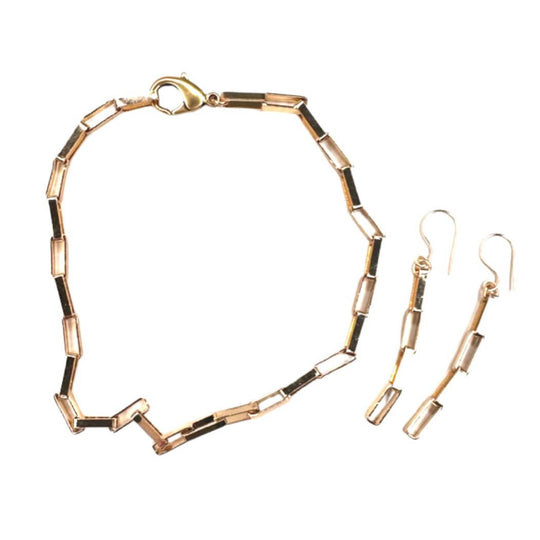 Rectangle Box Link Chain Necklace or Earring