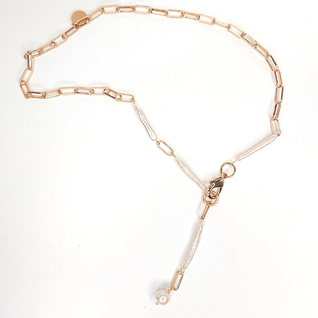 Biwa Pearl Y Necklace, Beauty In Stone Jewelry at $109