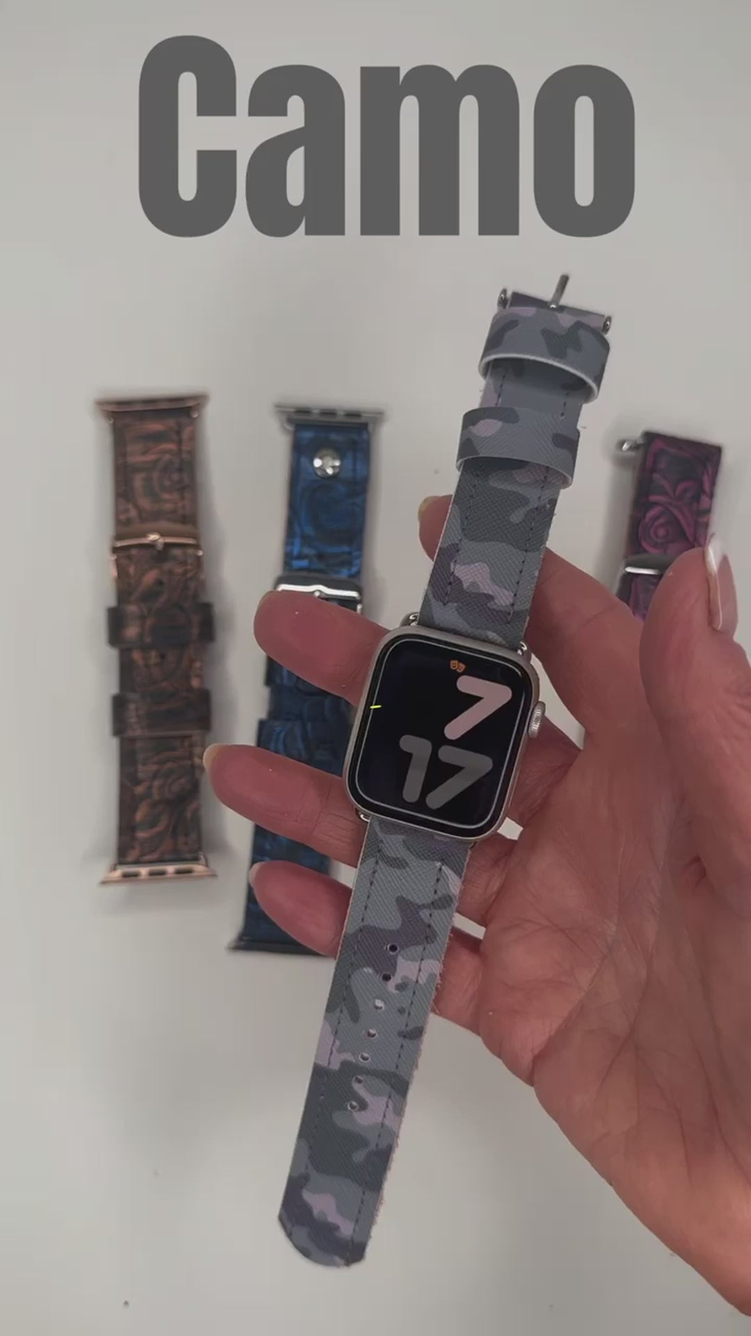 Watch Band For Apple Watch Embossed Roses or Camo