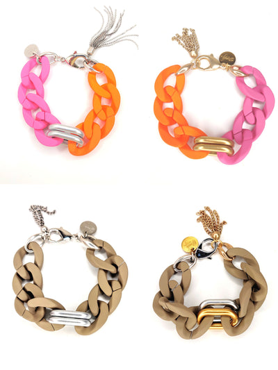 Silicone & Acrylic Link Bracelet Sorbet or Cocoa, Beauty In Stone Jewelry at $55