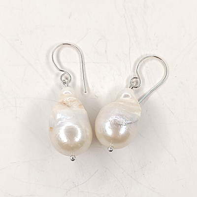 Freshwater Baroque Pearl Earrings, Beauty In Stone Jewelry at $80