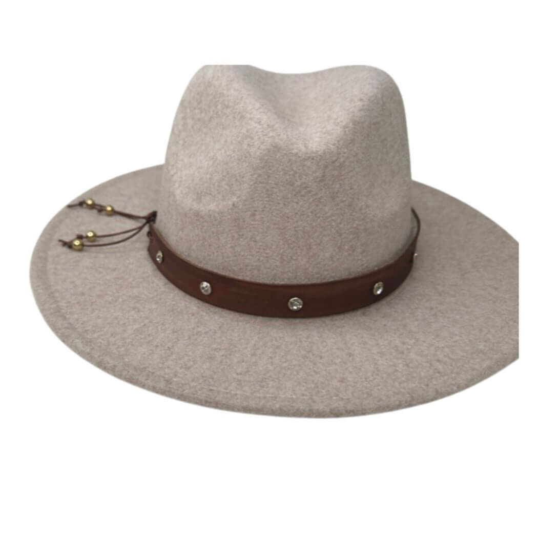 Brown Rhinestone Studded Fedora Hat Band