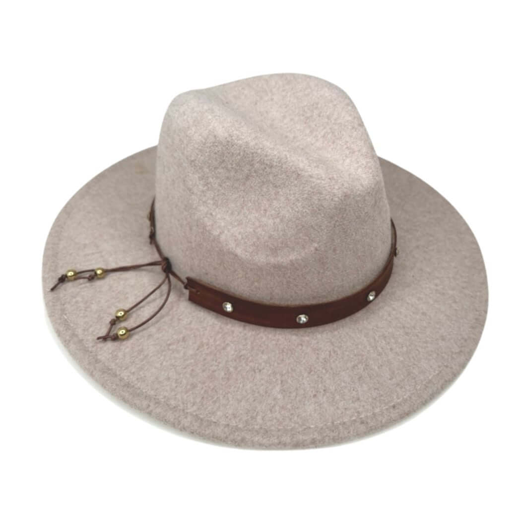 Brown Rhinestone Studded Fedora Hat Band