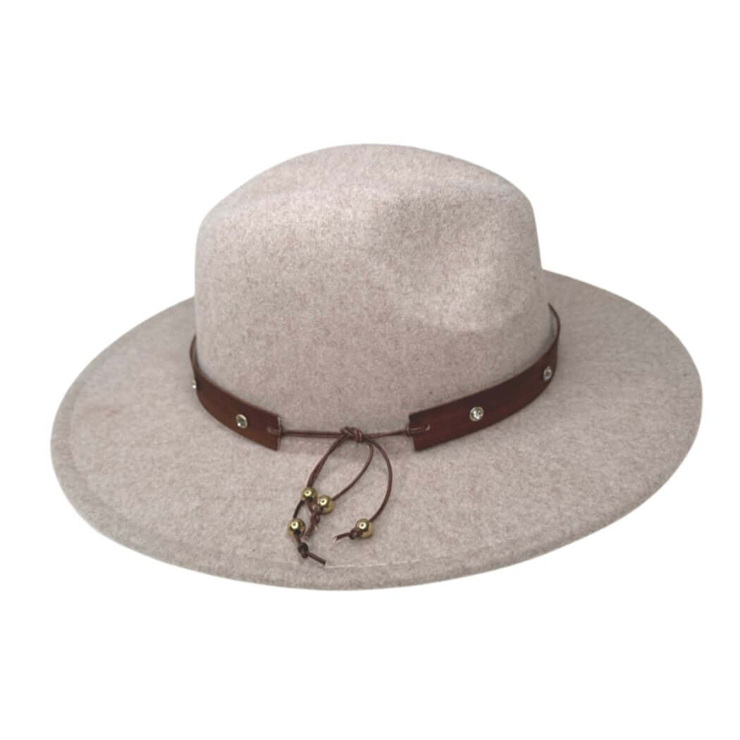 Brown Rhinestone Studded Fedora Hat Band