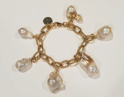 Chain Link Bracelet Gold With Pearls, Beauty In Stone Jewelry at $99