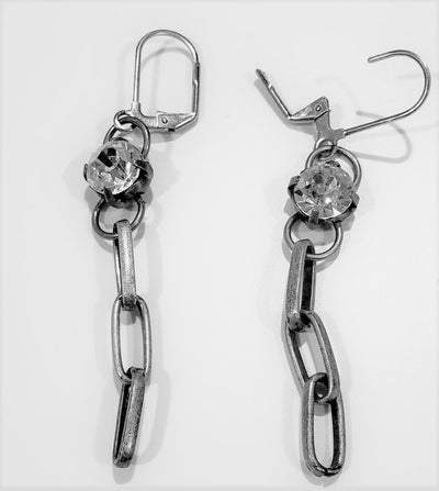 Crystal & Chain Earring Antique Silver, Beauty In Stone Jewelry at $49