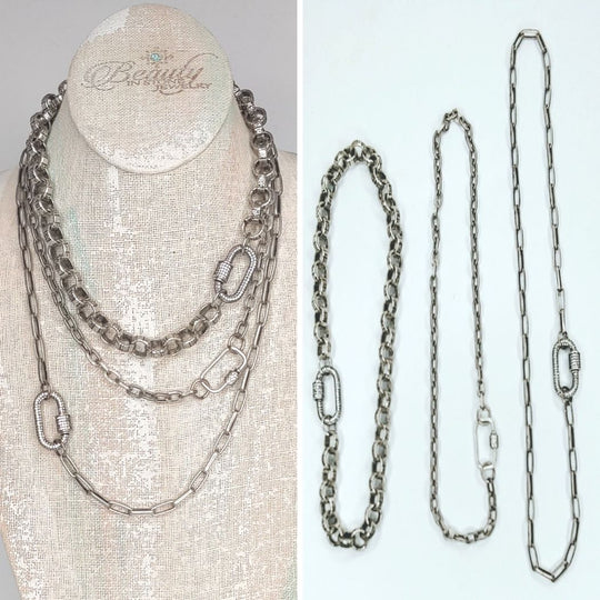 Sterling Silver Bold Chain Necklace Layers or Single, Beauty In Stone Jewelry at $280