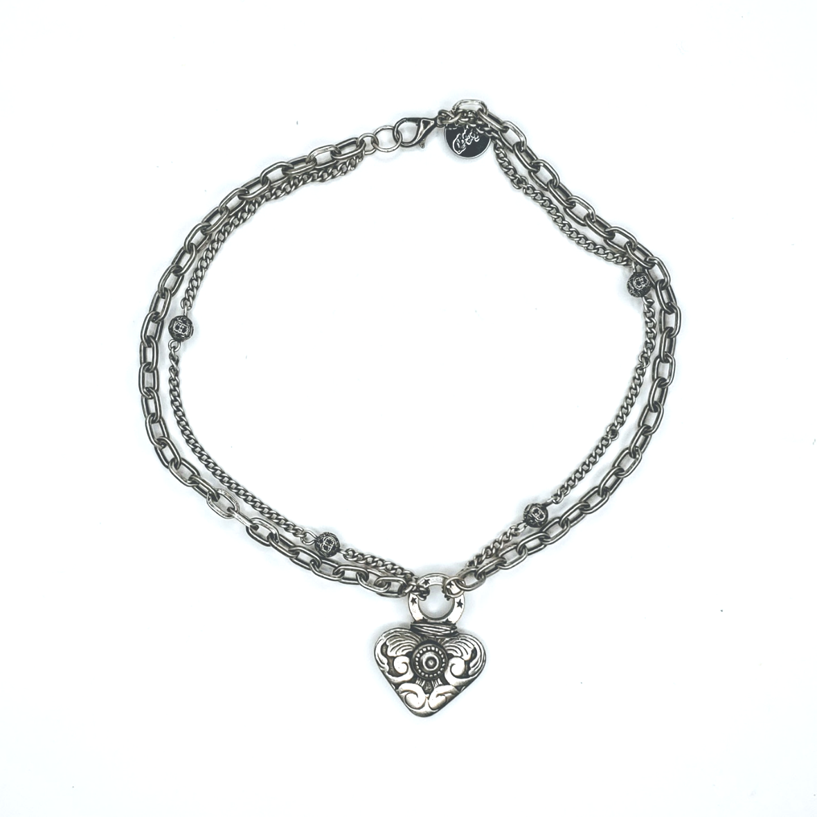 Cast Heart Necklace With Double Chain, Beauty In Stone Jewelry at $99