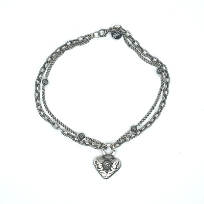 Cast Heart Necklace With Double Chain, Beauty In Stone Jewelry at $99