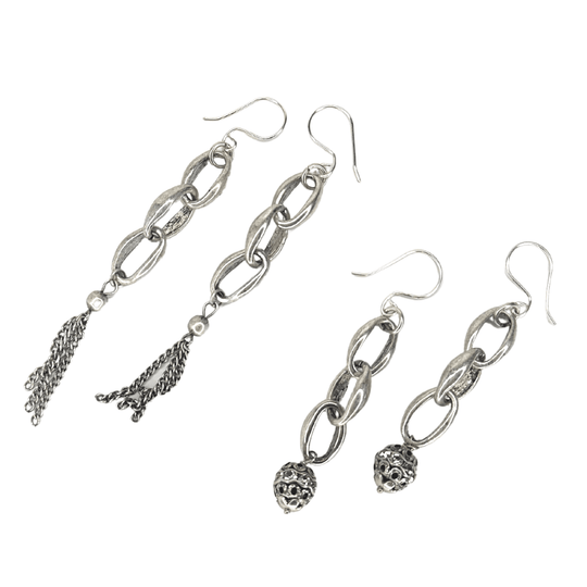 Burnished Chain Earring With Tassel or Bead