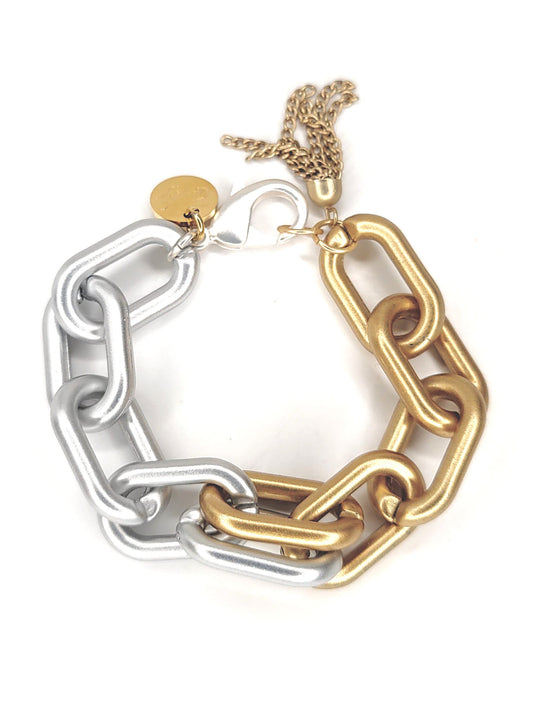 Acrylic Chain Bracelet Silver & Gold, Beauty In Stone Jewelry at $55