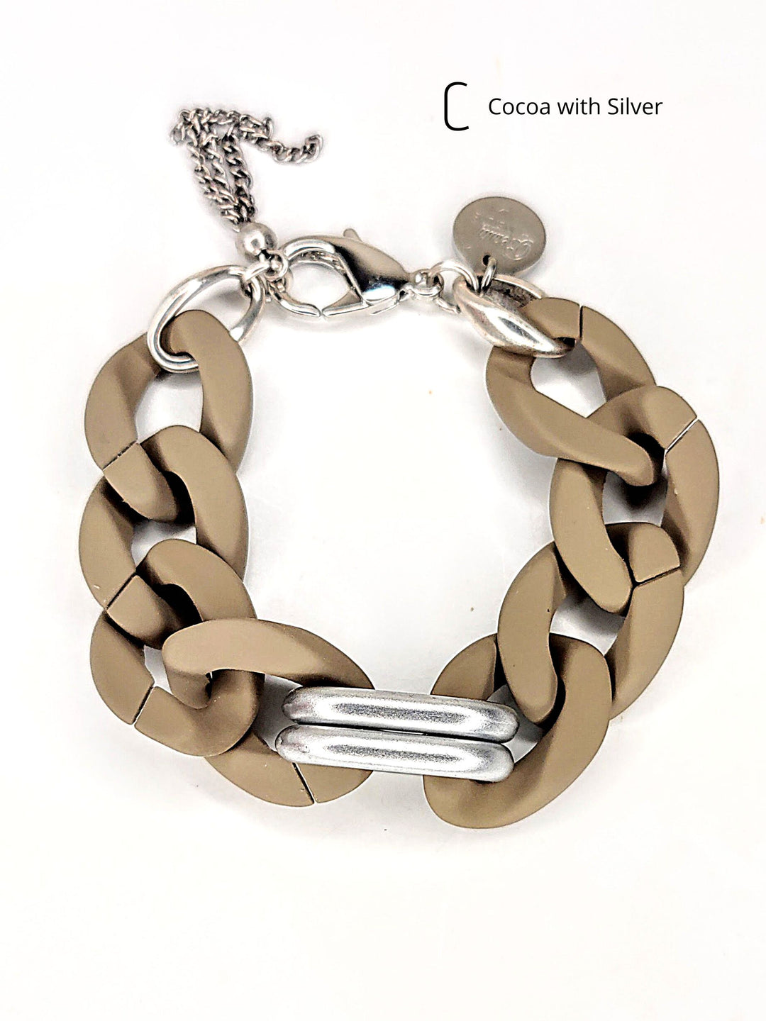 Silicone & Acrylic Link Bracelet Sorbet or Cocoa, Beauty In Stone Jewelry at $55