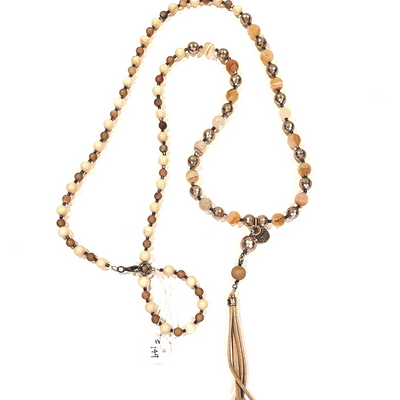 Carnelian Bended Necklace With Leather Tassel, Beauty In Stone Jewelry at $149