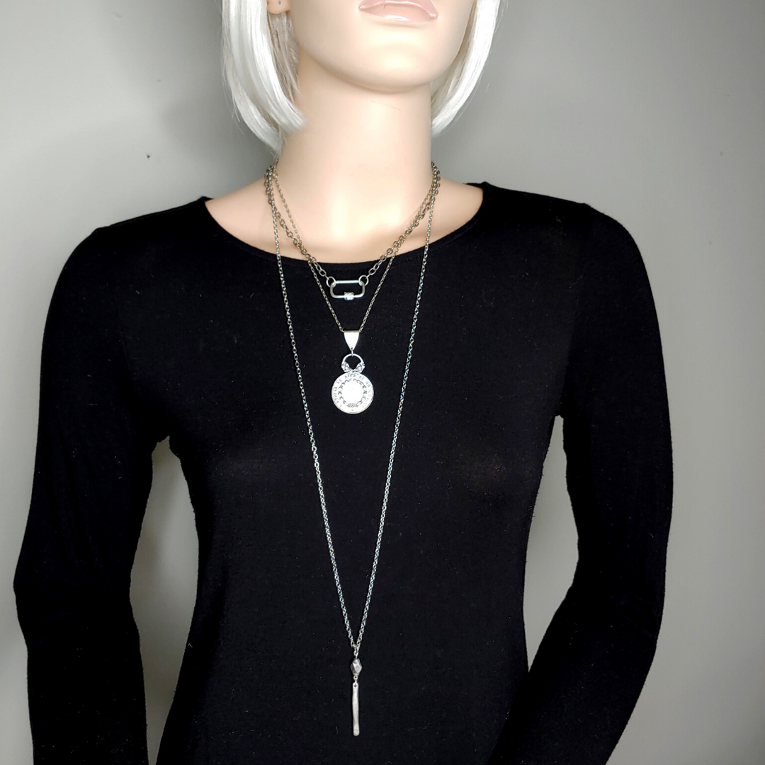 Long Chain Necklace With Drop Pendant, Beauty In Stone Jewelry at $45