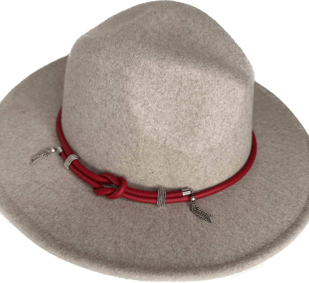 Red Leather Hat Band Decoration