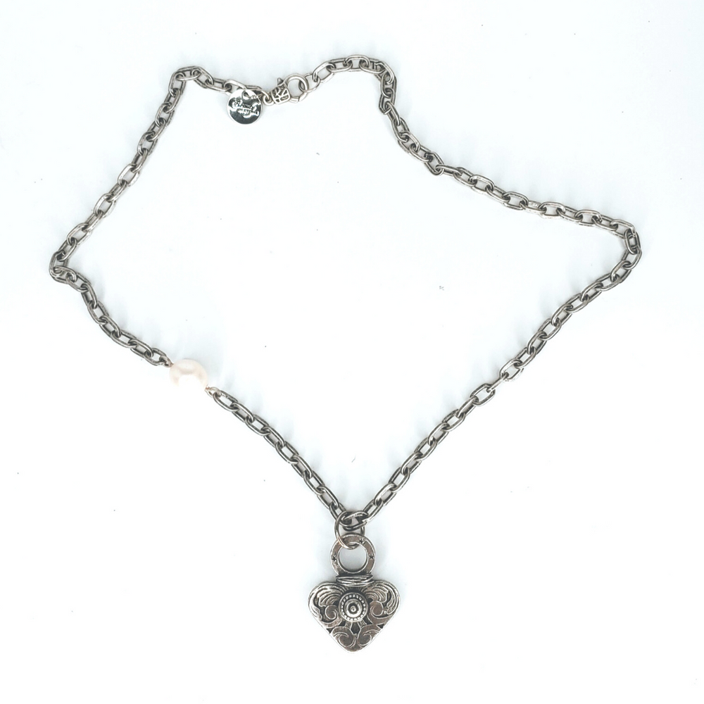 Dramatic Heart Necklace With Matte Silver Chain, Beauty In Stone Jewelry at $89