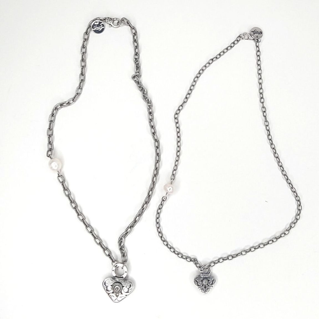 Delicate Heart Necklace Matte Silver, Beauty In Stone Jewelry at $79