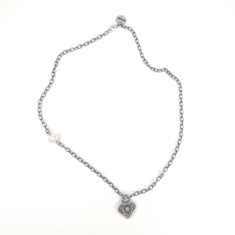 Delicate Heart Necklace Matte Silver, Beauty In Stone Jewelry at $79