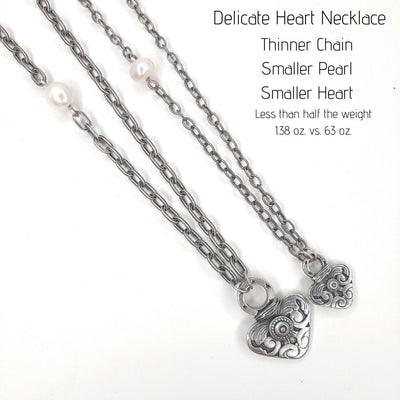 Delicate Heart Necklace Matte Silver