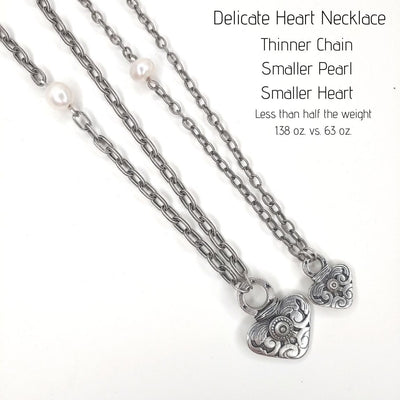 Delicate Heart Necklace Matte Silver, Beauty In Stone Jewelry at $79
