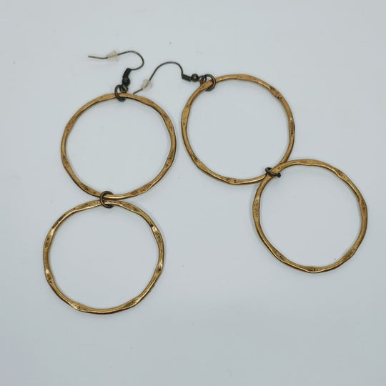 Double Hoop Earrings Antique Gold, Beauty In Stone Jewelry at $40