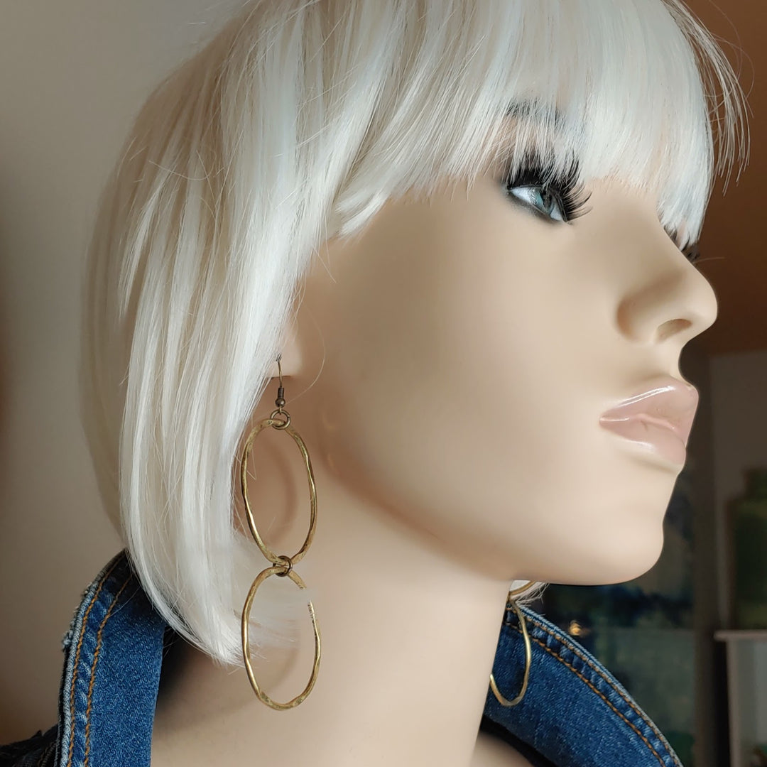 Double Hoop Earrings Antique Gold, Beauty In Stone Jewelry at $40