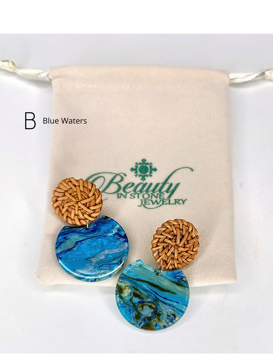 Rattan & Acrylic Earring Circles, Beauty In Stone Jewelry at $24