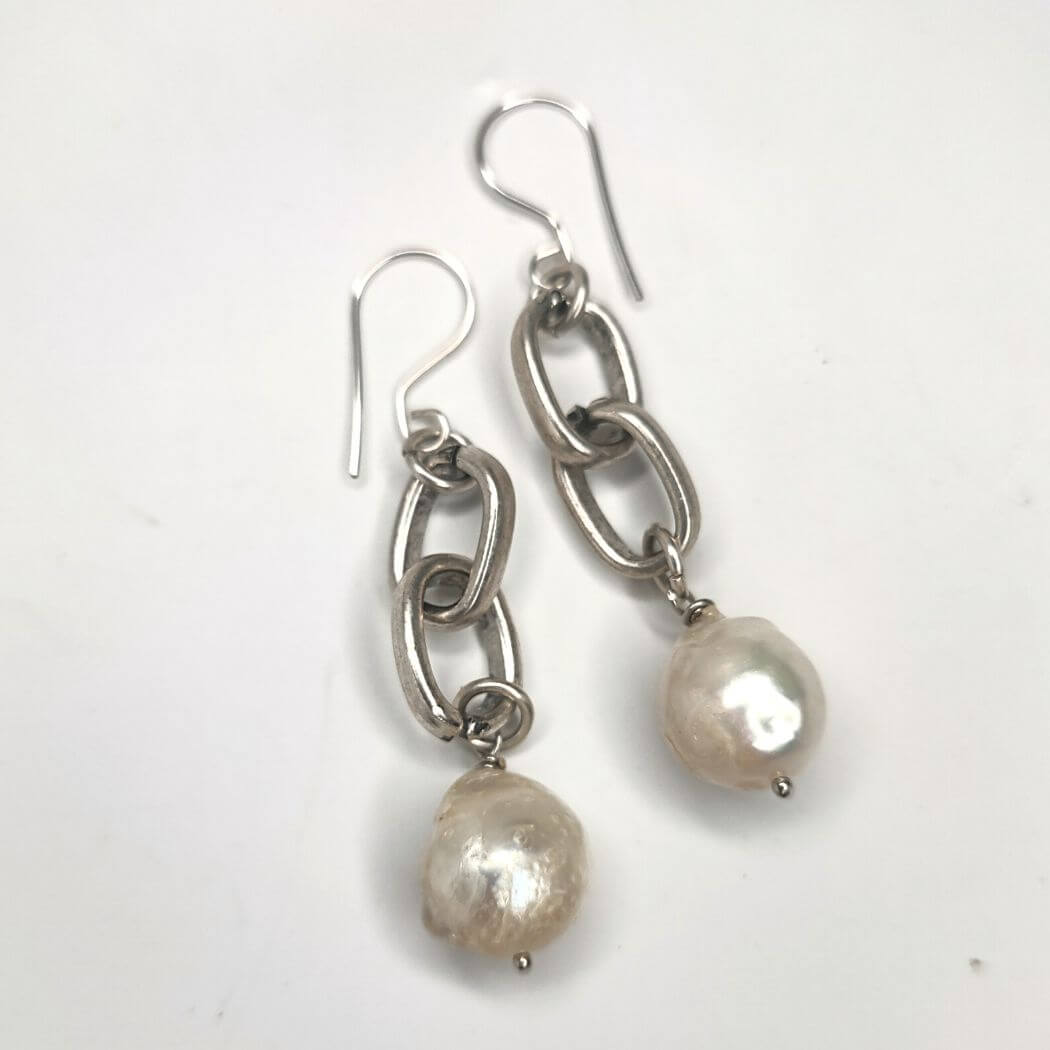 Baroque Pearl On Chain Earrings