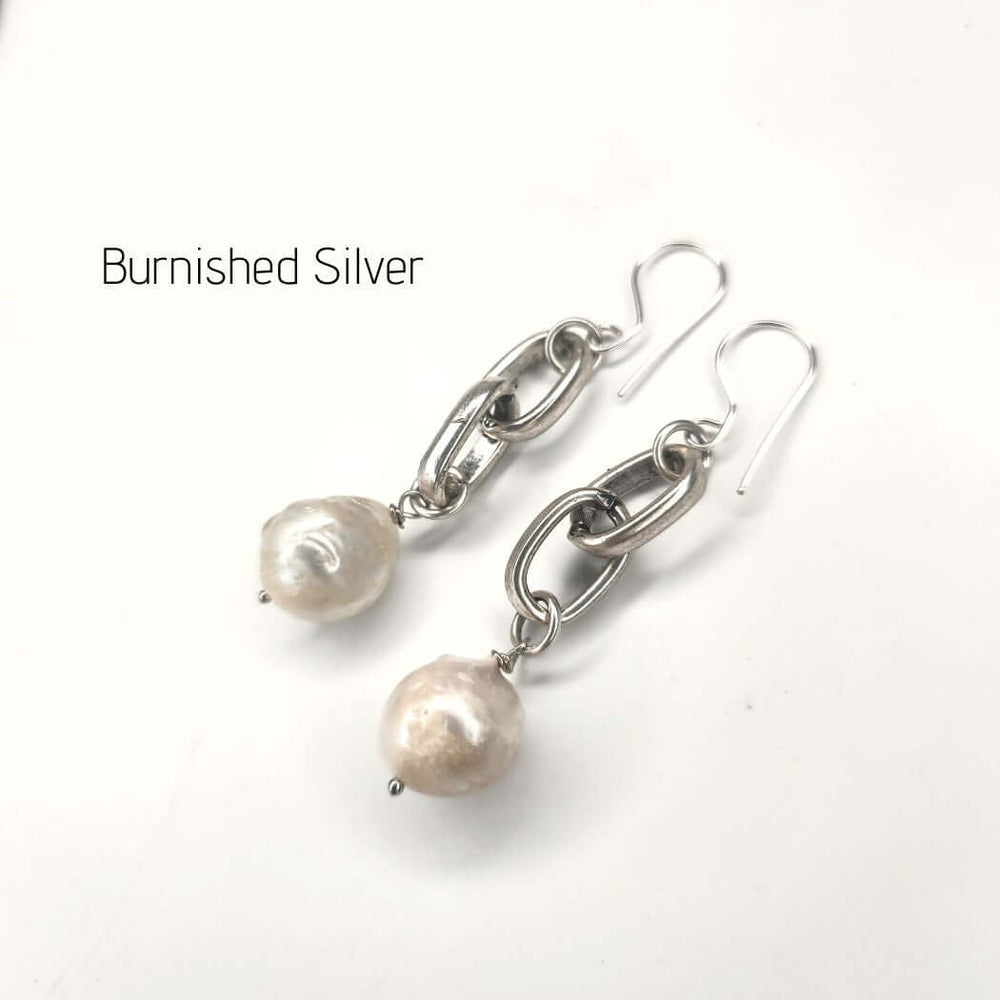 Baroque Pearl On Chain Earrings