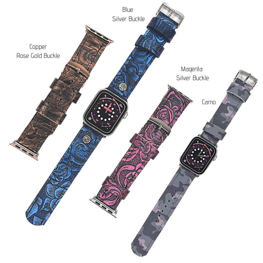 Watch Band For Apple Watch Embossed Roses or Camo