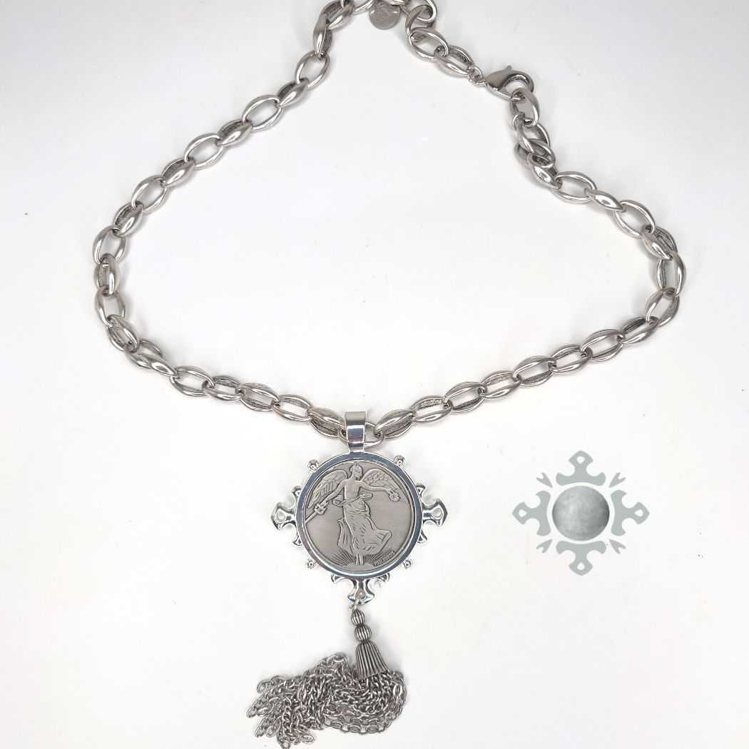 Burnished Silver Coin Necklace