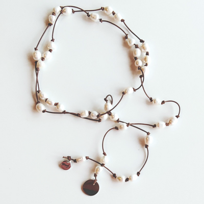Knotted Pearl Leather Lariat, Beauty In Stone Jewelry at $149