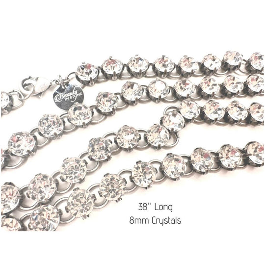 Chunky Crystal Rhinestone Luxe Long Necklace