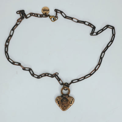 Chain Necklace With Heart Antique Bronze, Beauty In Stone Jewelry at $89