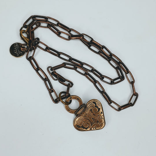 Chain Necklace With Heart Antique Bronze, Beauty In Stone Jewelry at $89