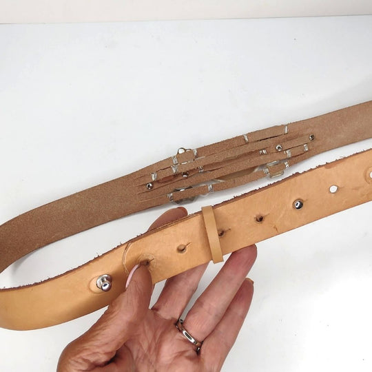 Handmade Leather Belt With Rhinestones, Gemstones, White Agate, Beauty In Stone Jewelry at $199