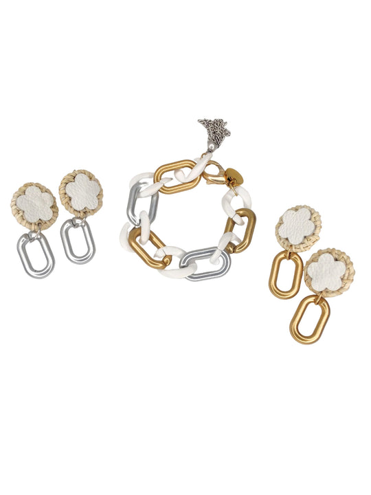 Acrylic Chain Bracelet Silver & Gold, Beauty In Stone Jewelry at $55