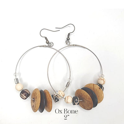 Hoop Earrings Ox Bone Browns, Beauty In Stone Jewelry at $49