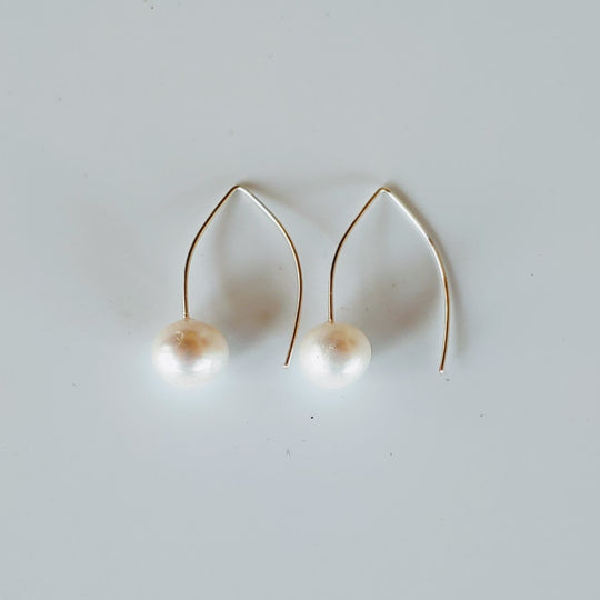 Freshwater Pearl Earrings on Wishbone Wire, Beauty In Stone Jewelry at $35