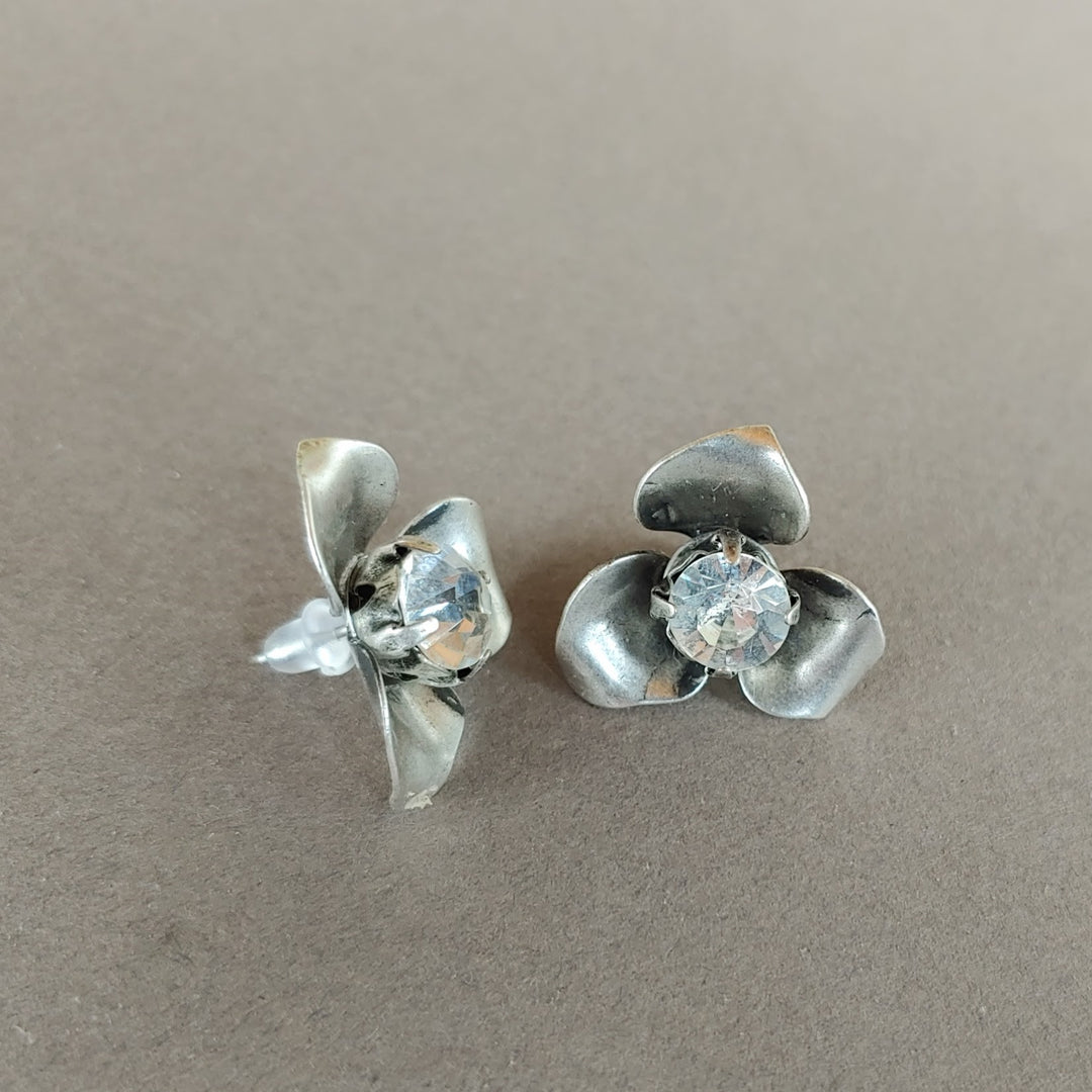 Petal & Rhinestone Stud Earring, Beauty In Stone Jewelry at $40