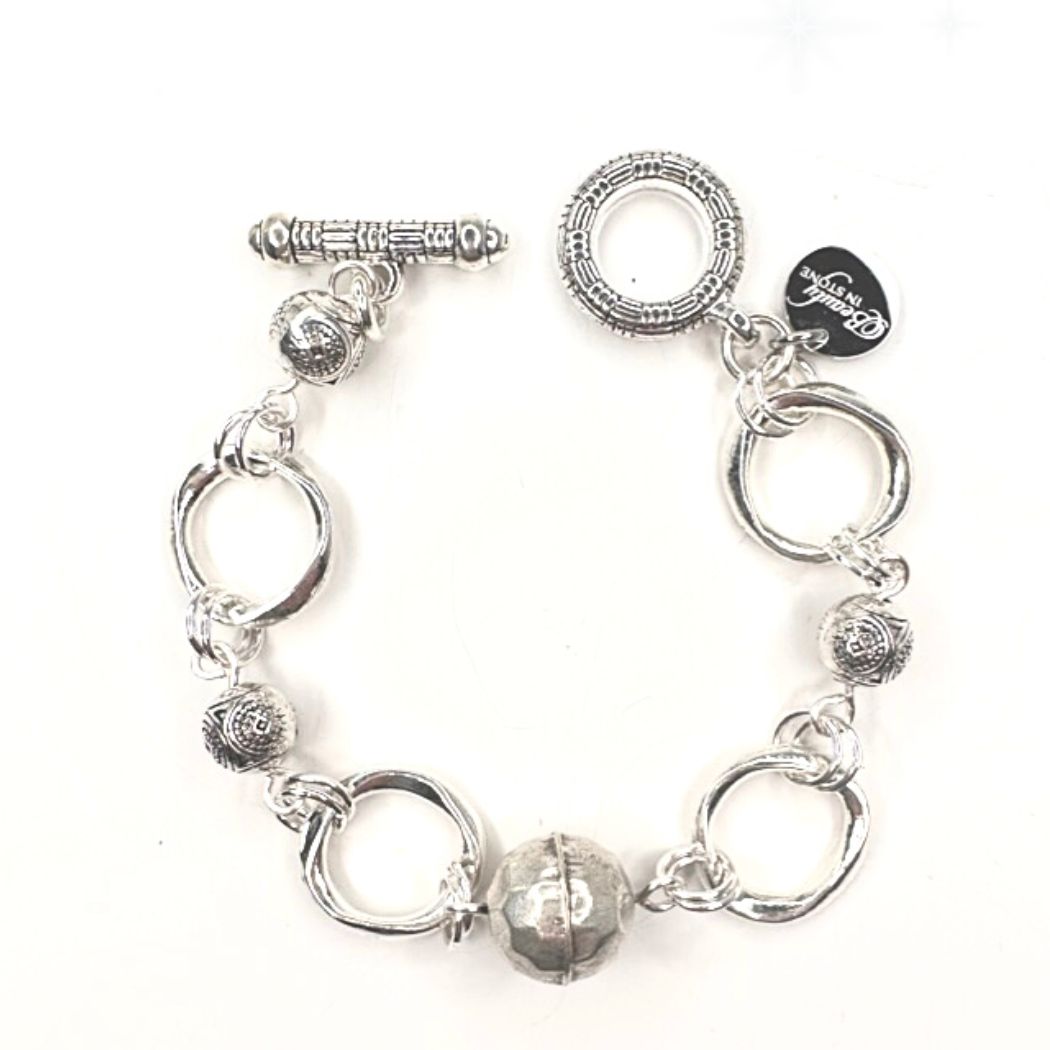 silver bead bracelet gemstone bracelet turquoise bracelet turquoise stone  handmade jewelry chunky bracelet thick beads bracelet mid century modern  boho bracelet vintage jewelry charm bracelet