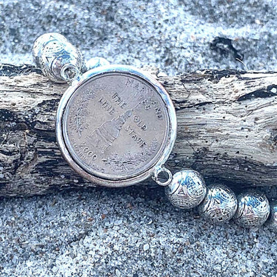 Coin Bracelet Silver Beaded, Beauty In Stone Jewelry at $40