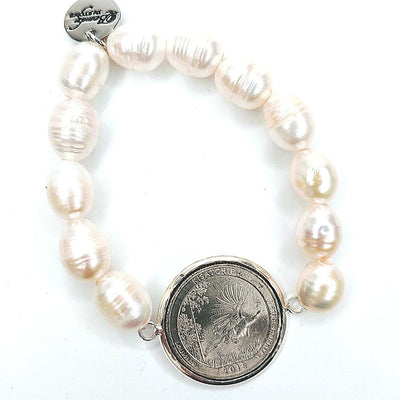 Coin Bracelet With Pearls & Choice, Beauty In Stone Jewelry at $40