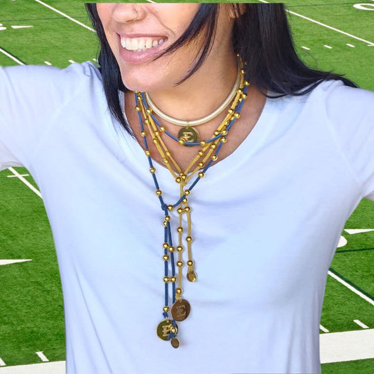 ETSU Gold Beaded Lariat Necklace