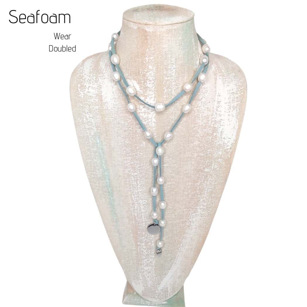 Pearl Lariat Necklace in 10 Colors, Beauty In Stone Jewelry at $114