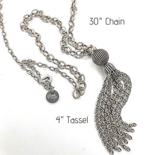 Silver Chain Tassel Necklace