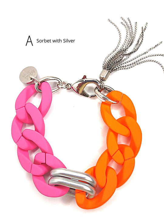 Silicone & Acrylic Link Bracelet Sorbet or Cocoa, Beauty In Stone Jewelry at $55